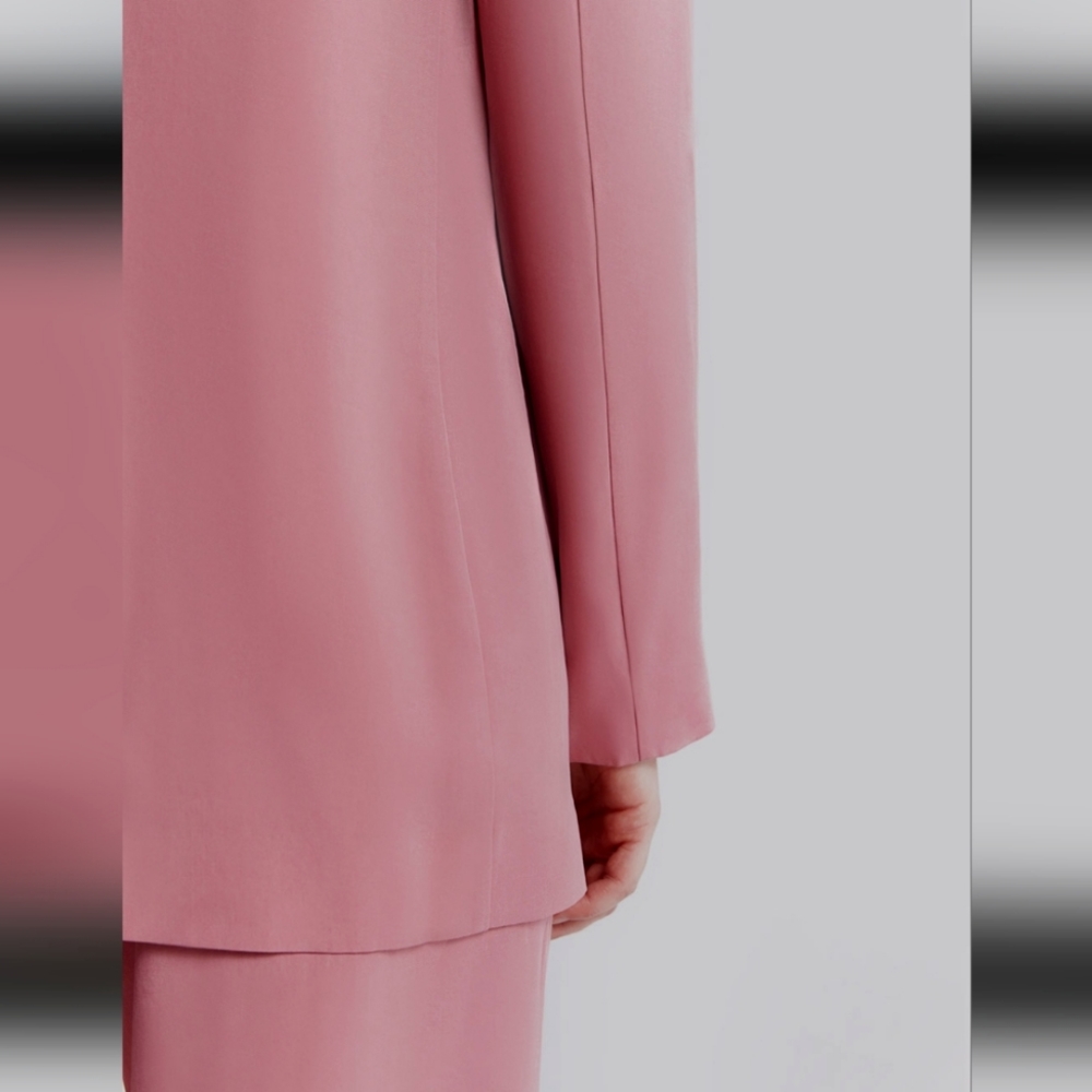 NWT Linen Blend Layered Blazer (Dusty Rose Pink) - Lattelier - Picture 5 of 13